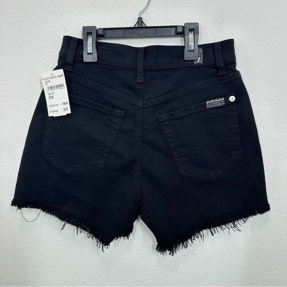 7 for‎ All Mankind Women's Size 23 Black Denim High Rise Cut Off Shorts Festival - Picture 5 of 8